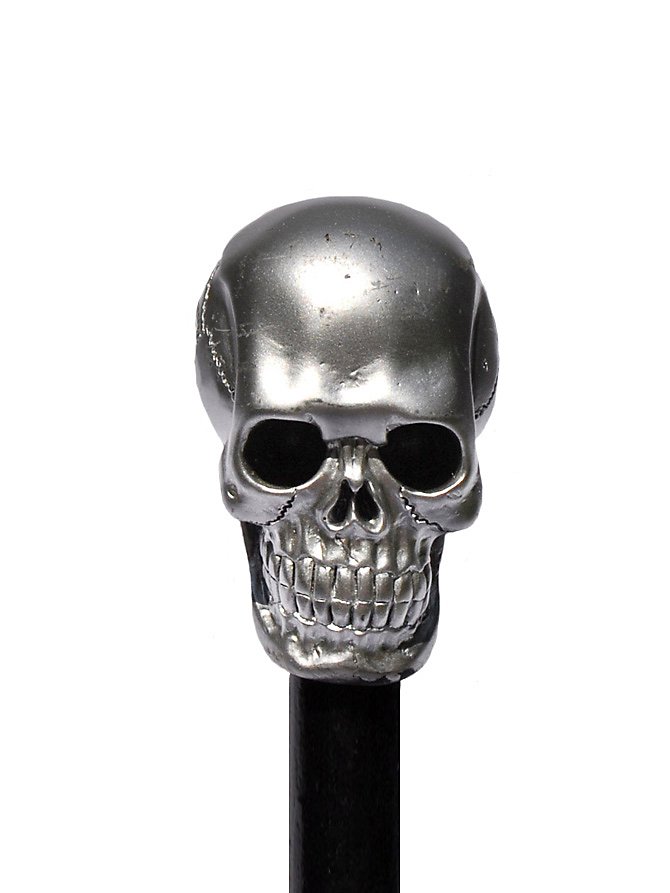 Gehstock Totenkopf silber