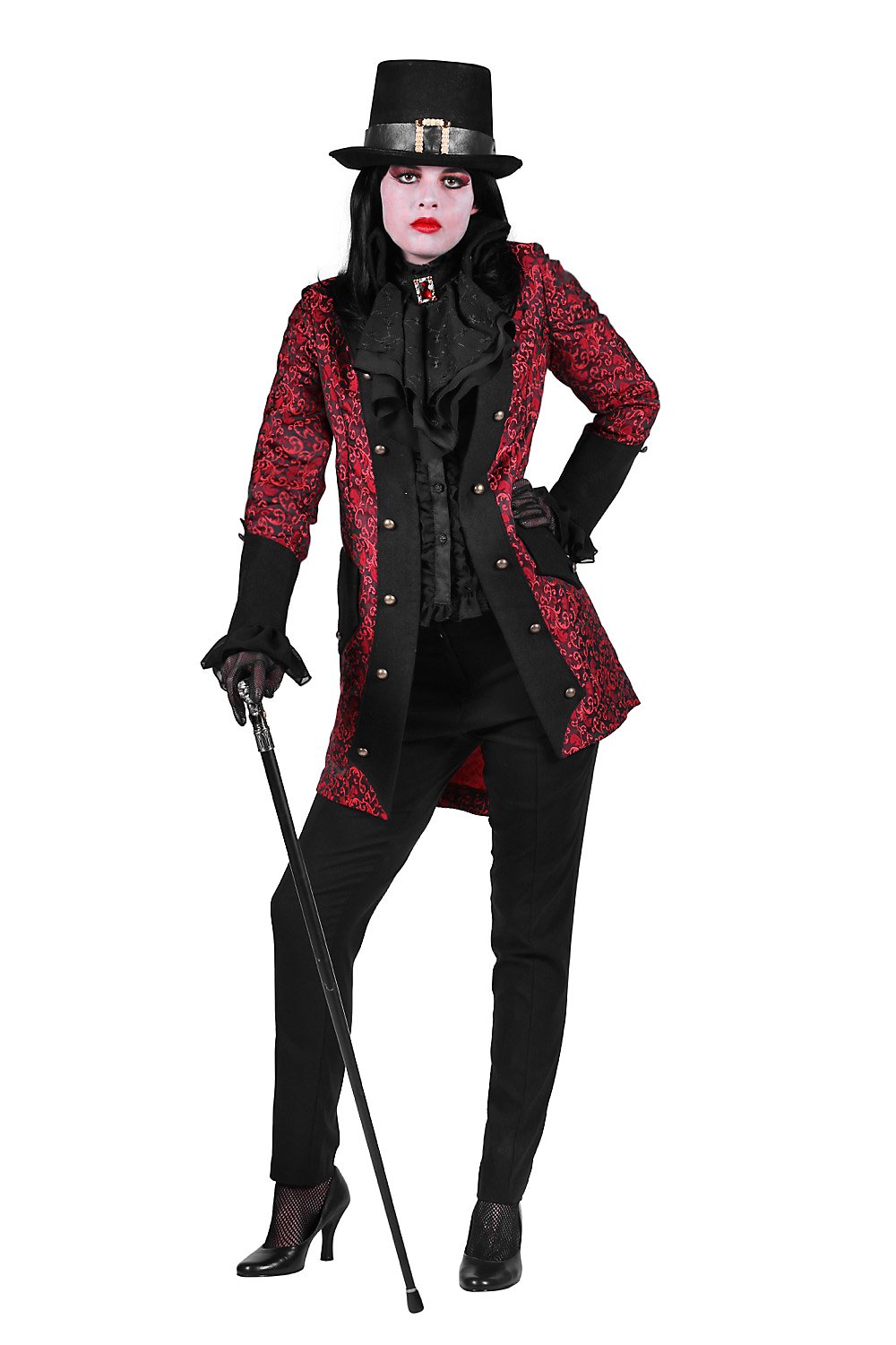 Paisley Damenmantel rot | Piratenkostüm für Damen | Größe: XS | Farbe: Rot