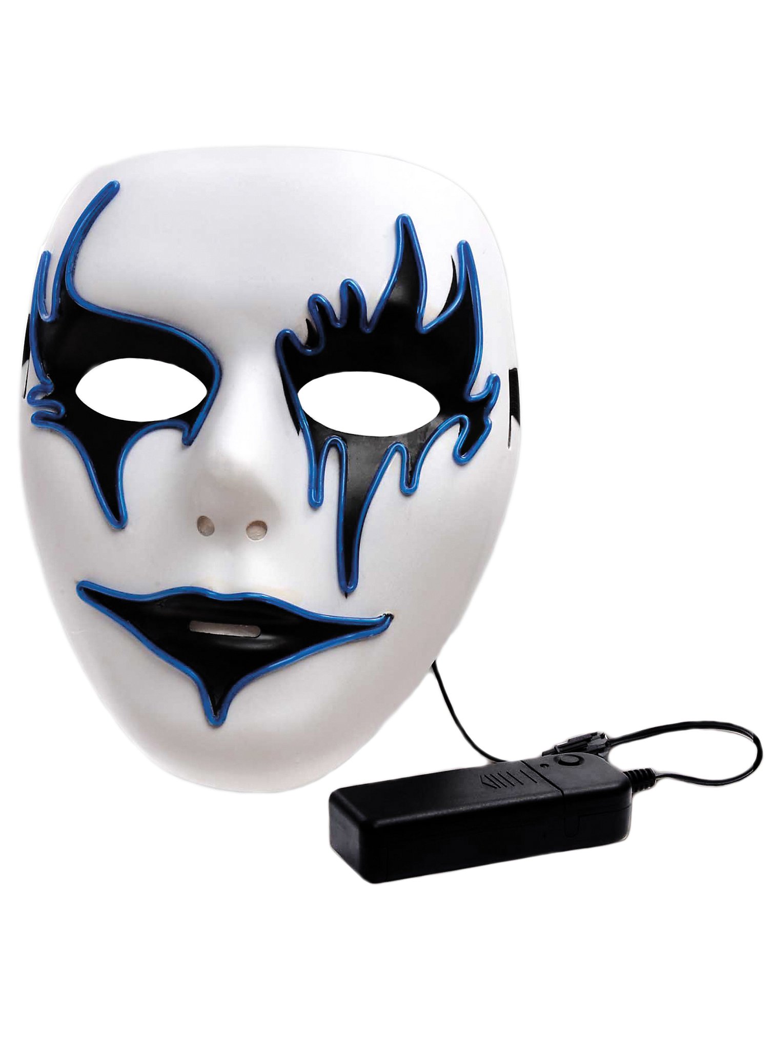 Masque lumineux de mime avec compartiment à piles