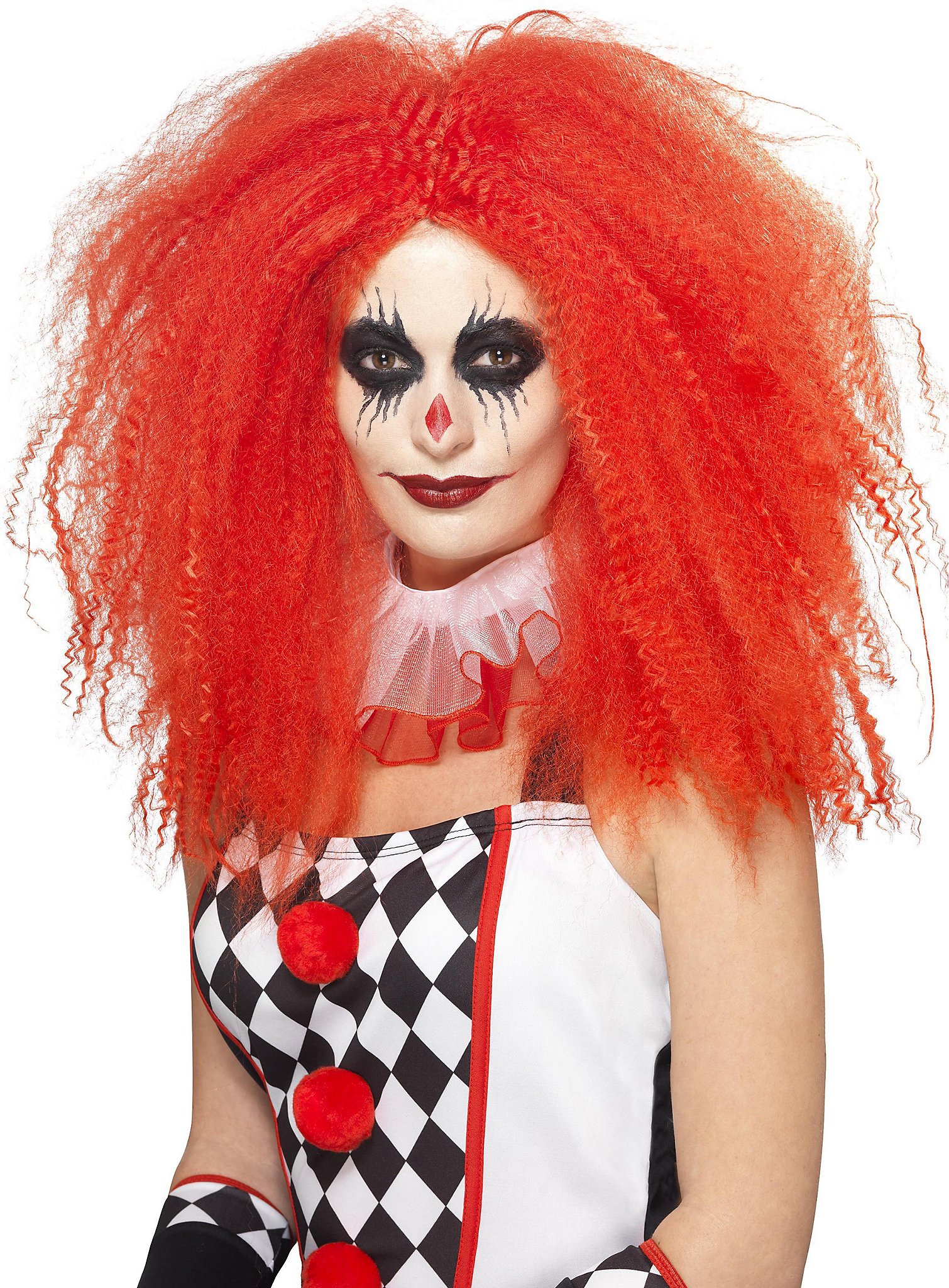 Creped clown wig red