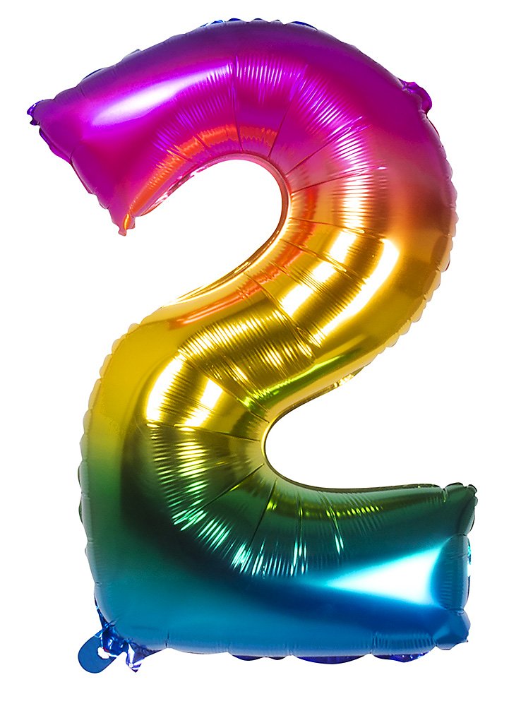 Palloncino in foil numero 2 arcobaleno 86 cm