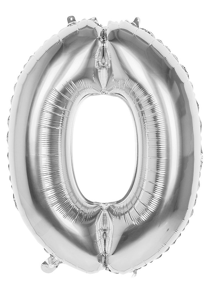 Ballon en plastique chiffre 0 argent 86 cm