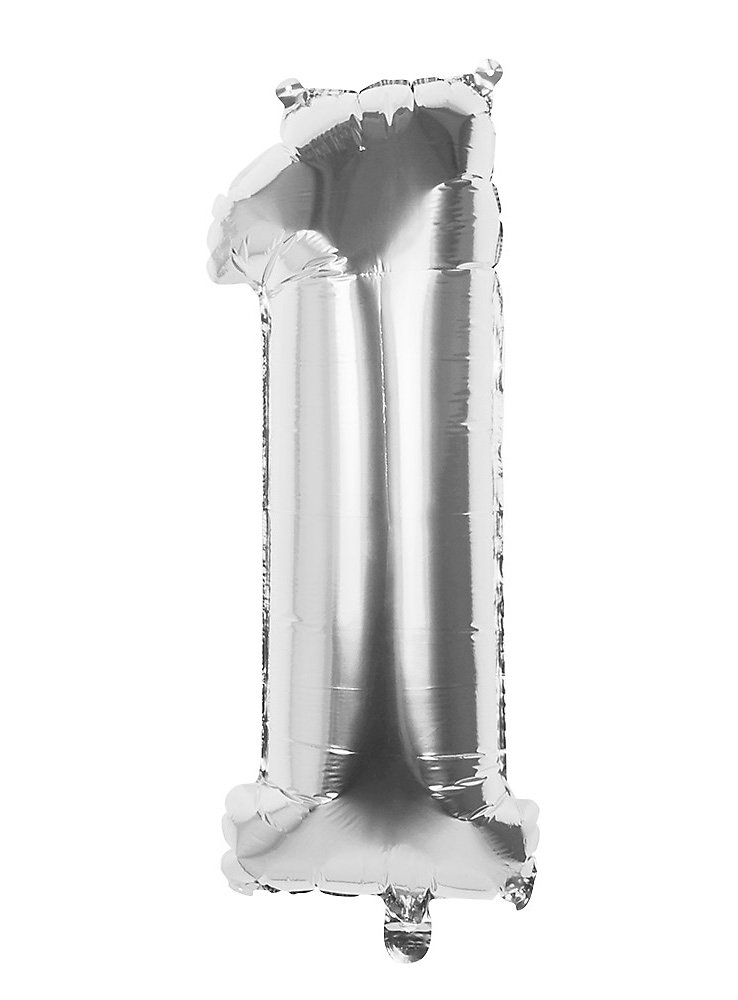 Folienballon Zahl 1 silber 86 cm