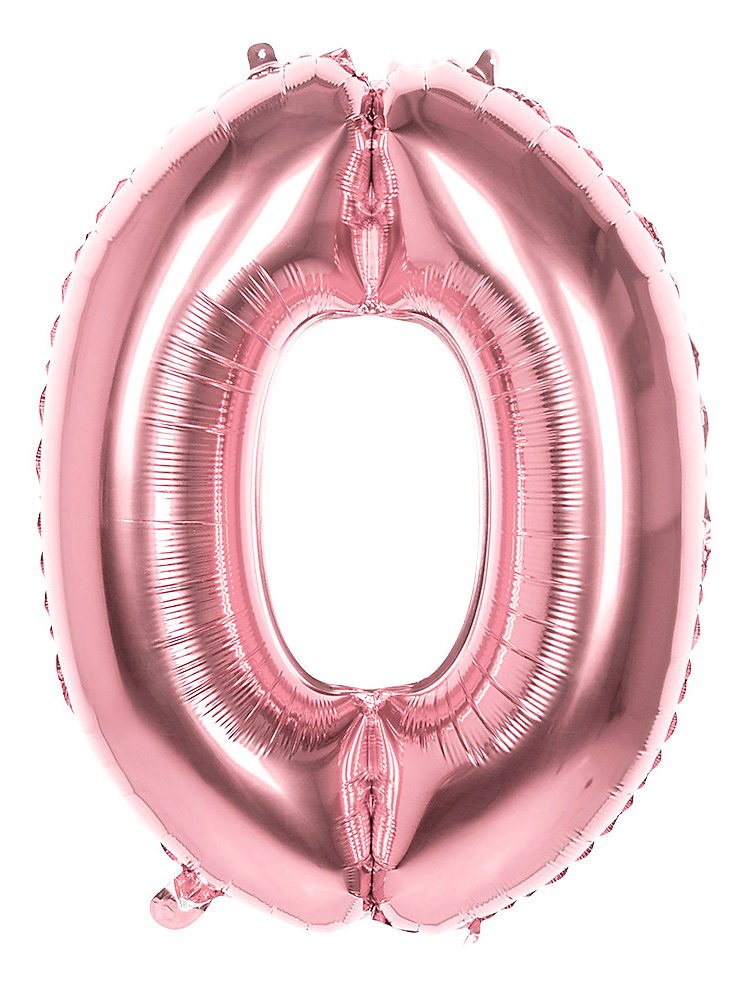 Folieballon cijfer 0 rosegoud 86 cm
