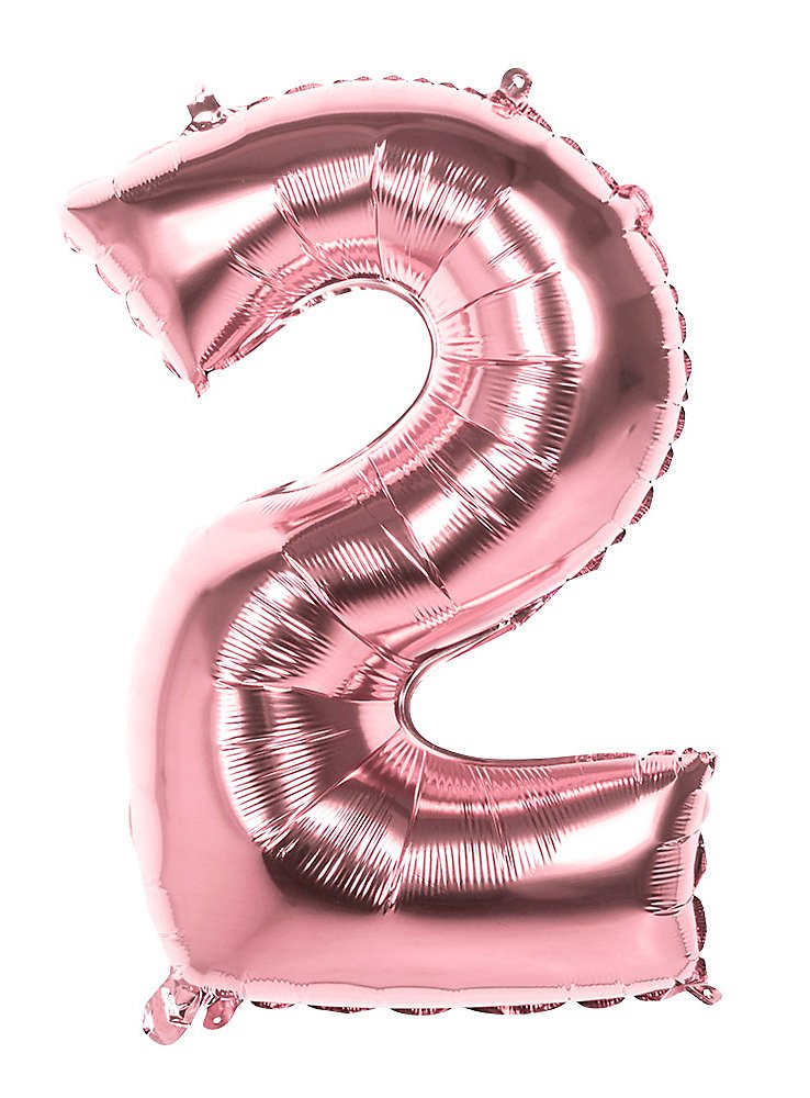 Folieballon cijfer 2 rosé goud 86 cm