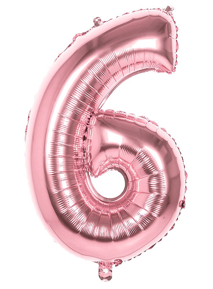 Folieballon cijfer 6 rosé goud 86 cm