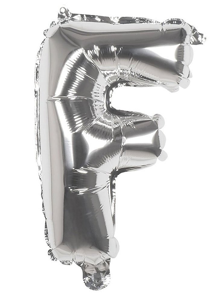 Foil balloon letter F silver 36 cm