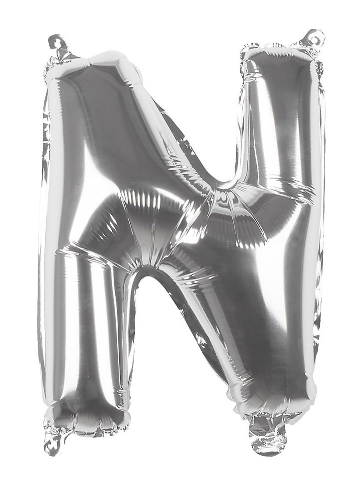 Foil balloon letter N silver 36 cm