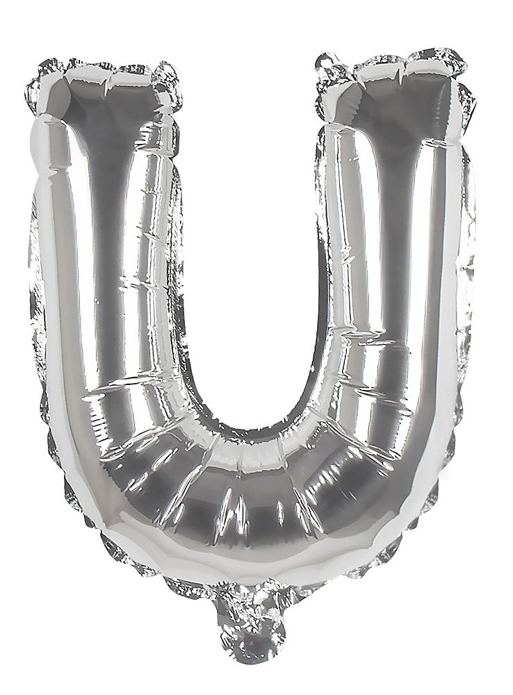 Folieballon letter U zilver 36 cm