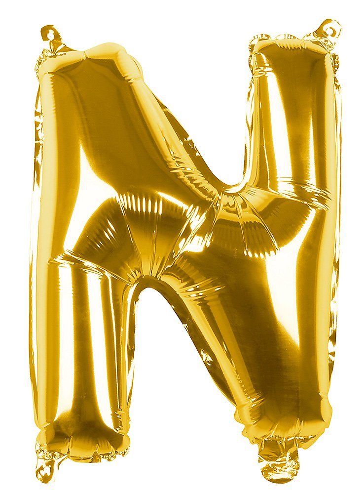 Folieballon letter N goud 36 cm