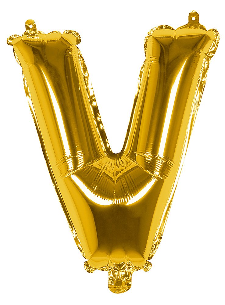 Folieballon letter V goud 36 cm