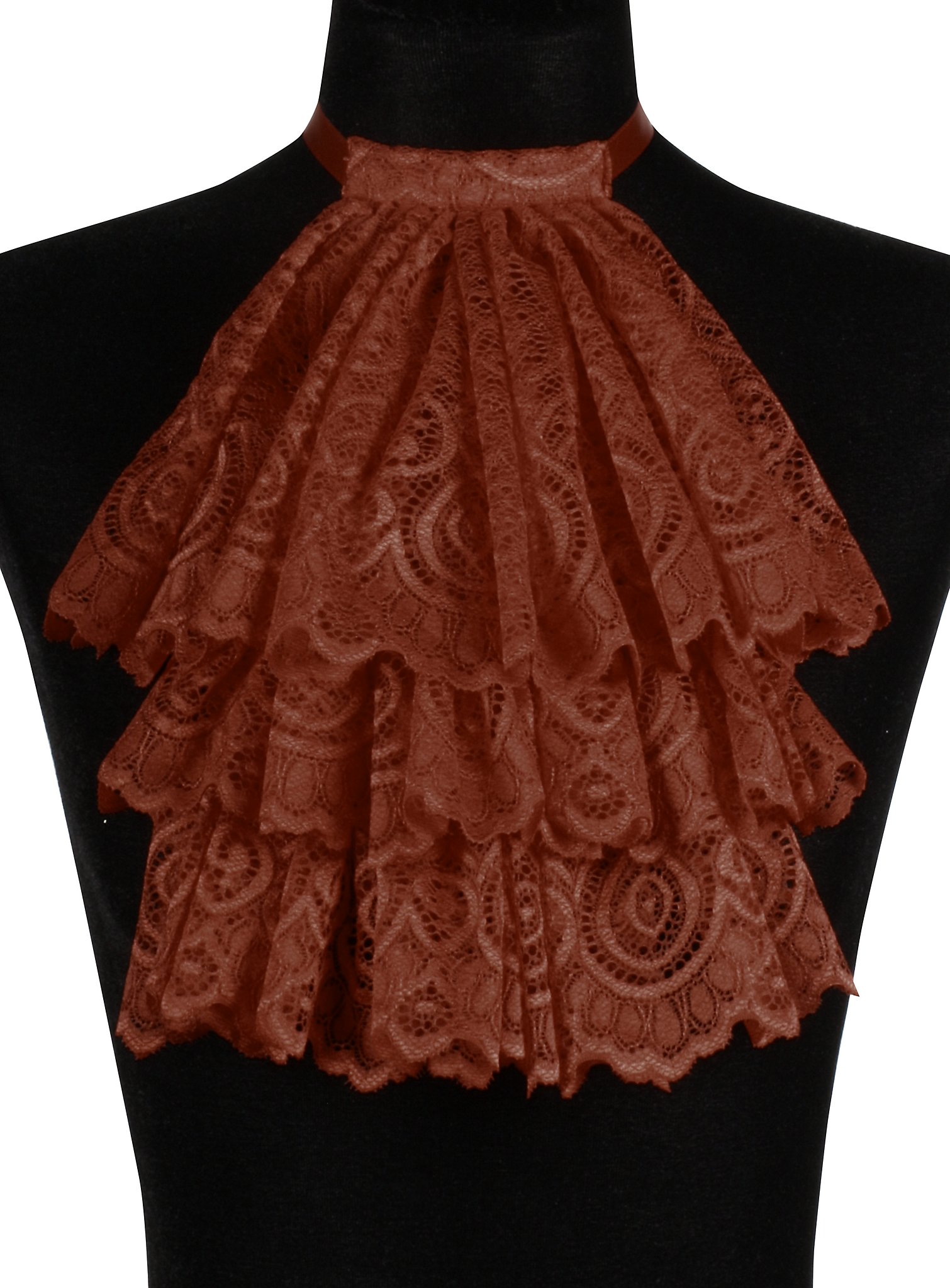 Jabot de dentelle marron