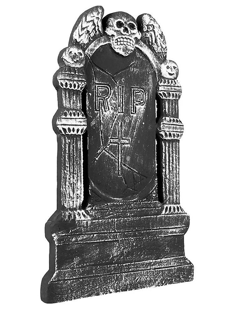 Flugschädel Grabstein Halloween Deko | Halloween Deko | Farbe: Grau