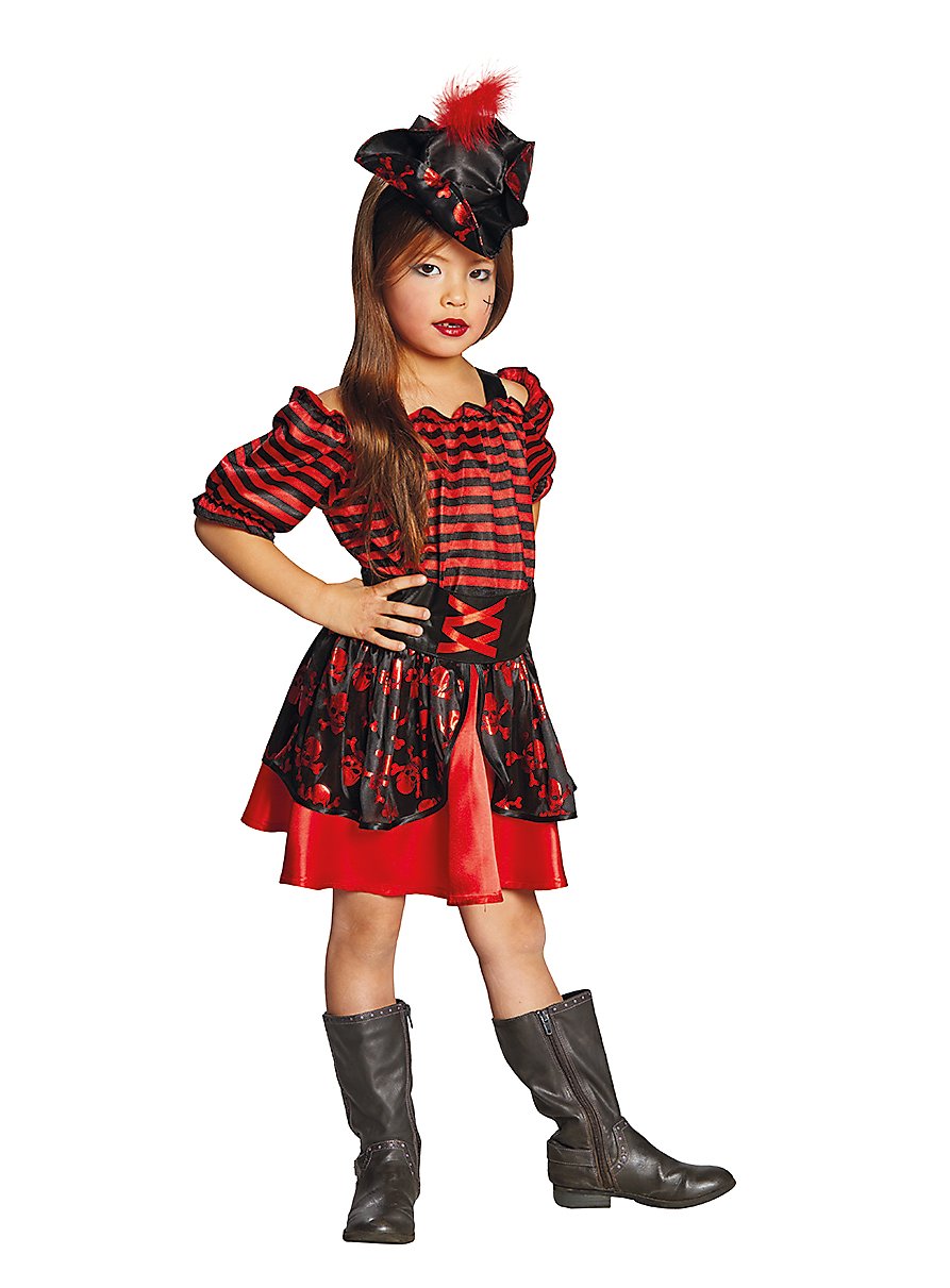 Pirate dress black-red for girls