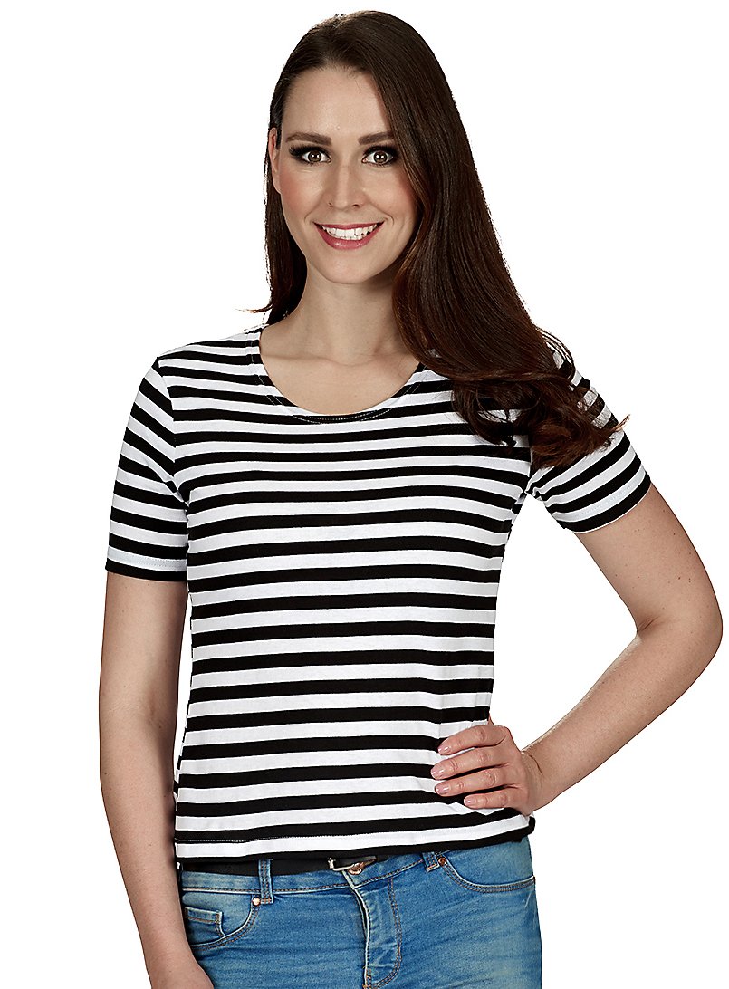 Striped shirt for ladies black-white