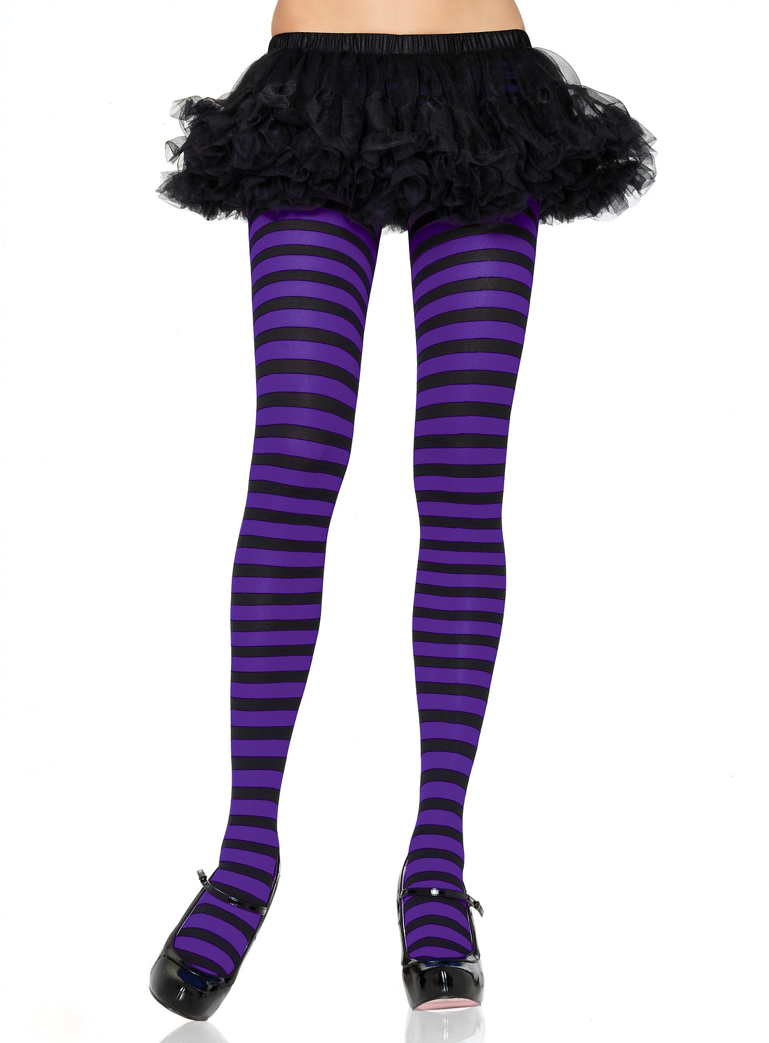 Ringelstrumpfhose schwarz-violett