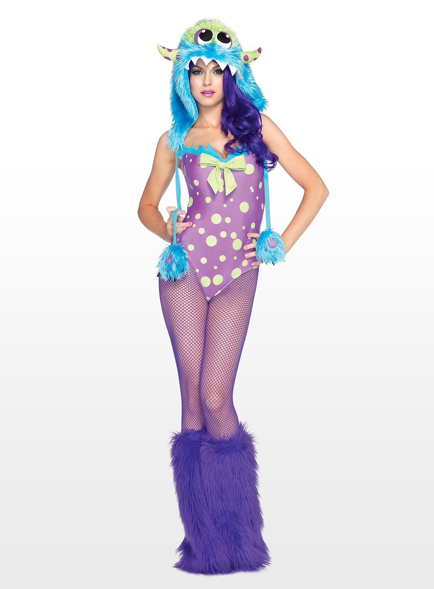 Sexy Kuschelmonster Kostüm | Halloween Kostüm für Damen | Größe: S | Farbe: Lila