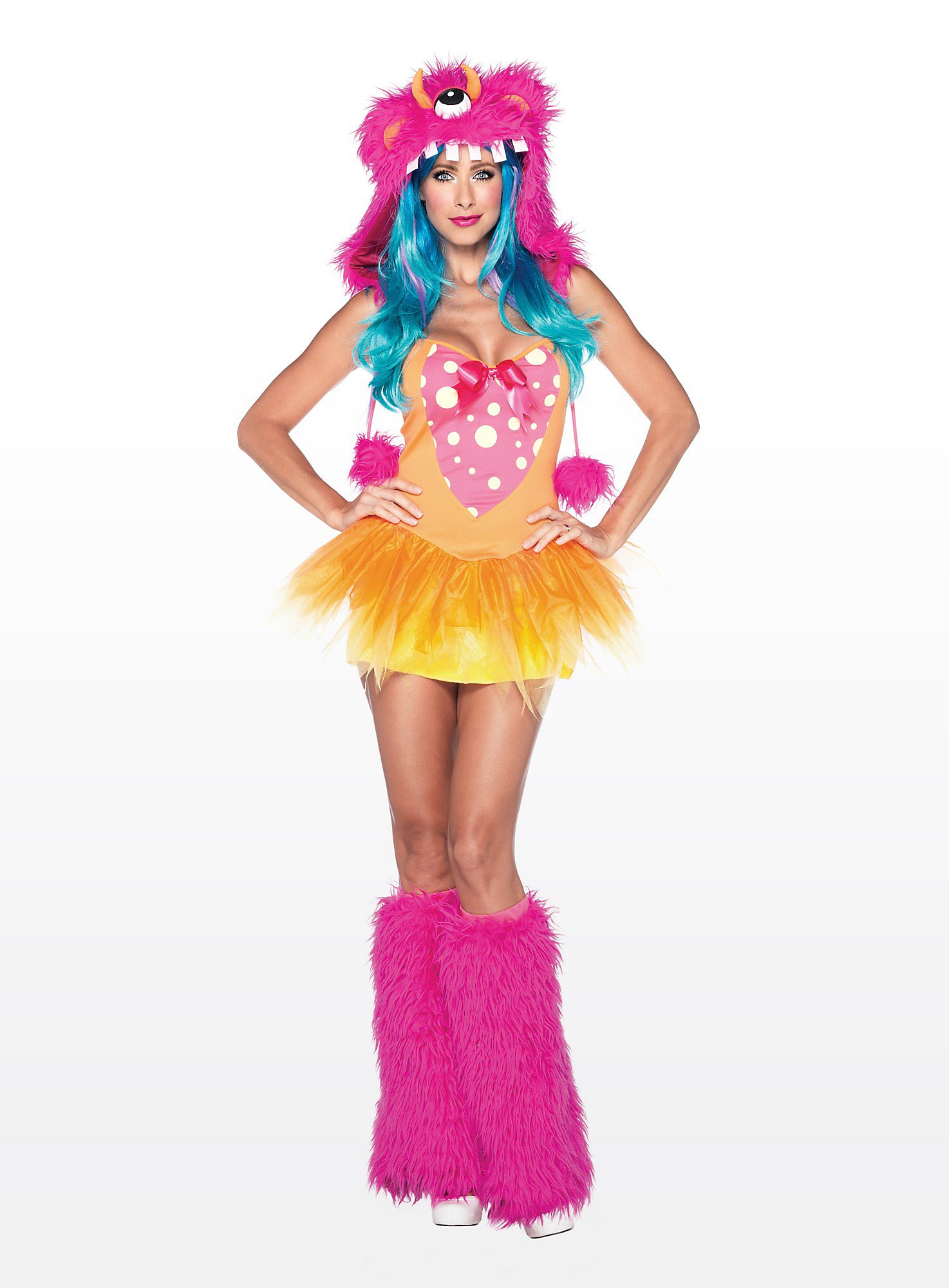 Sexy Monster Girl Kostüm | Halloween Kostüm für Damen | Größe: S-M | Farbe: Orange