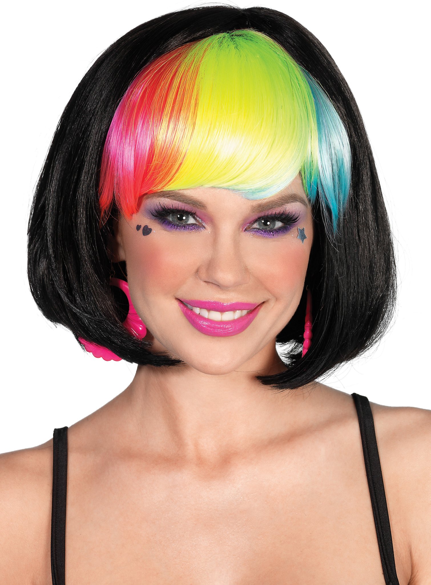 Regenbogen Pony Perücke schwarz Regenbogen Pony Perücke schwarz