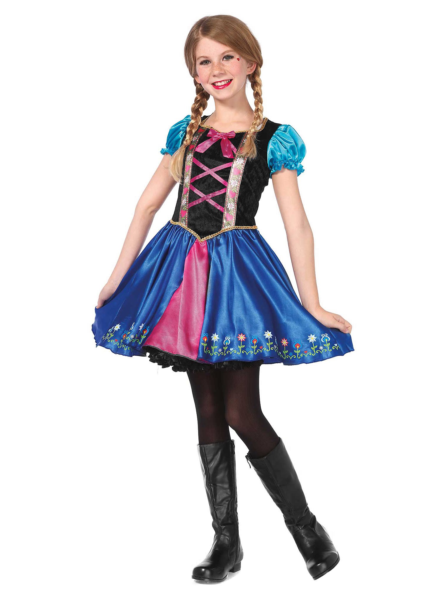 Frozen Anna Kinderkostüm für Mädchen | Halloween Kostüm für Mädchen | Größe: 122-128 | Farbe: Blau