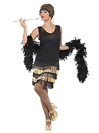 1920'erne Flapper Kjole Sort-Guld