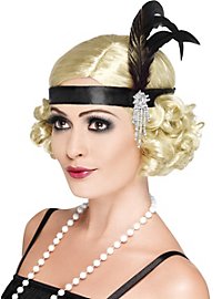 1920'erne Pandebånd Sort Med Fjer