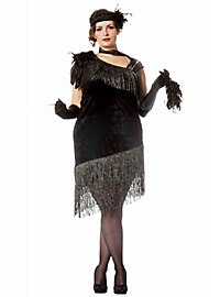 20er Jahre Samtkleid mit Glitterfransen