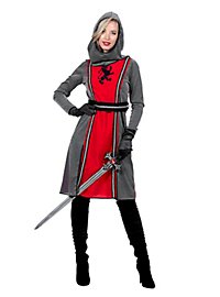 Abito da cavaliere medievale grigio-rosso