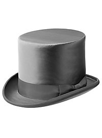 Alto cilindro Biedermeier in seta grigio-argento