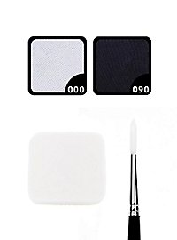 Aqua Make-up Set schwarz-weiß mit Schwamm und Pinsel