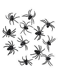Araignées noires décoration d'Halloween 12 pièces