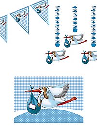 Baby Fest Sæt Stork Blå 5-Delt