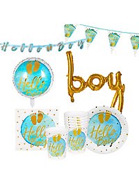 Baby party decoration set Hello Boy 28 pieces for 6 persons