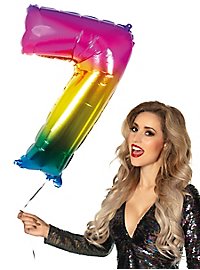 Ballon en plastique chiffre 7 arc-en-ciel 86 cm