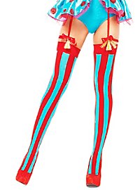Bas bleu clair et rouge