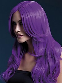 Beach Waves wig neon-purple, middle parting