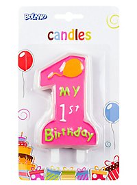 Birthday candle My 1st Birthday pink