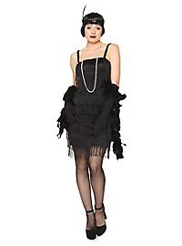 Black flapper cocktail dress with fringes - maskworld.com