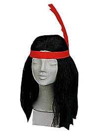 Black long hair wig with middle parting