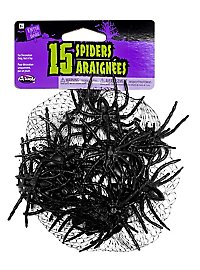 Black spiders Halloween decoration 15 pieces
