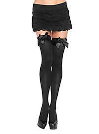 Black stockings with ruffles and bows