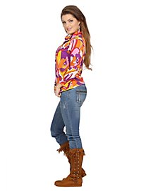 Blouse années 70 Orchidée psychédélique