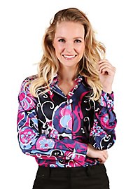 Blouse des années 70 Purple Flowers