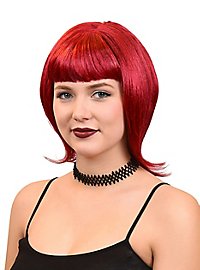 Bob wig with fringes dark red