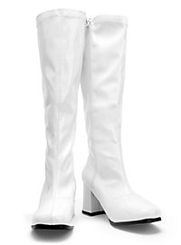 Botas Ajustadas De Charol Elástico Blanco