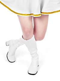 Botas Ajustadas De Charol Elástico Blanco