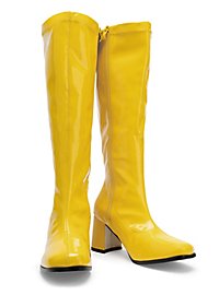 Botas De Caña Estrecha Charol Elástico Amarillo