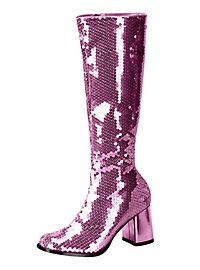 Bottes à paillettes rose à tige étroite