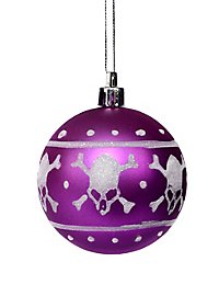 Boule de Noël tête de mort rose