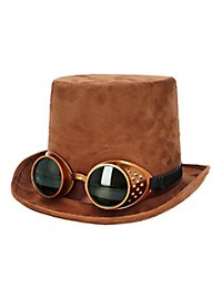 Brown top hat with glasses